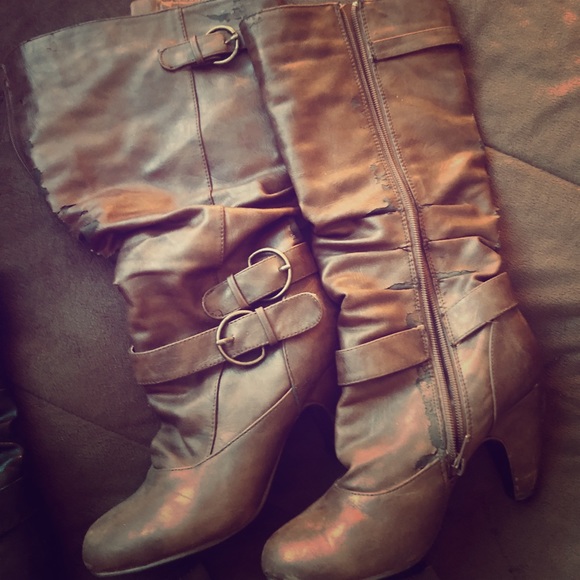 Shoes - All tan heeled boots